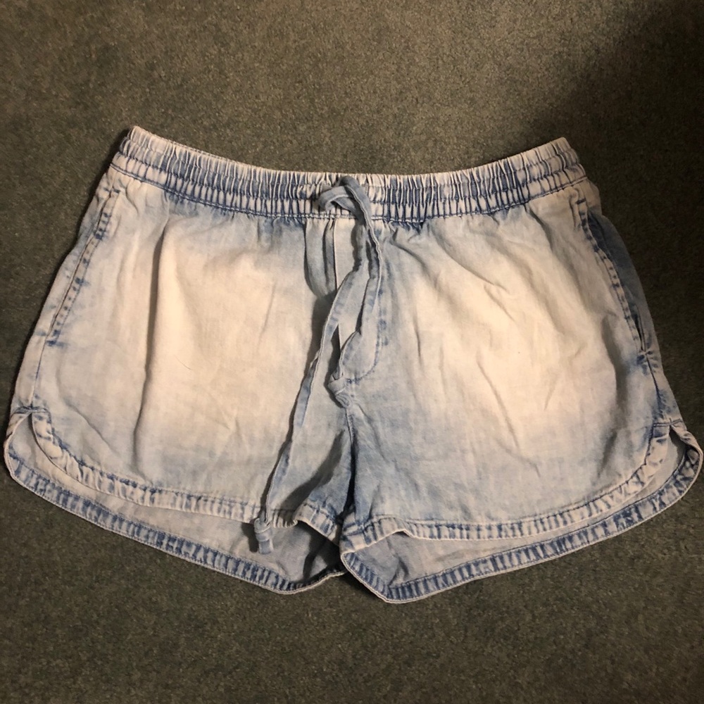 denim drawstring shorts